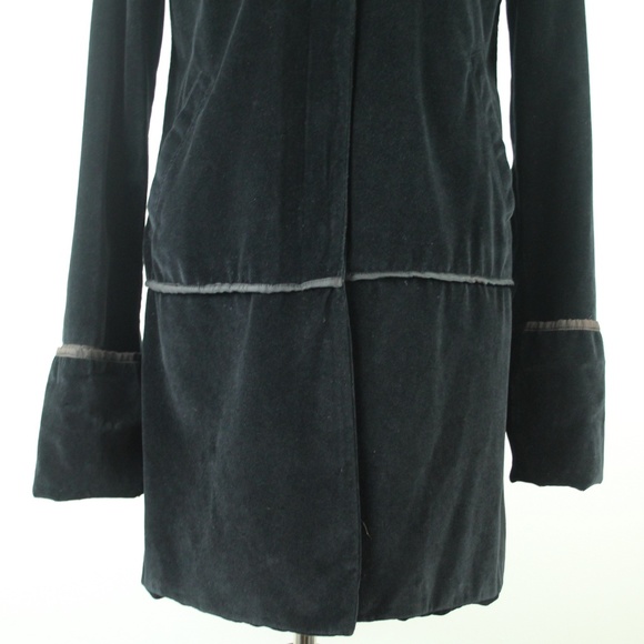 Helmut Lang Vintage Runway 1997 Velvet Button Up Satin Trim Coat Jacket 42 US M - Picture 3 of 8